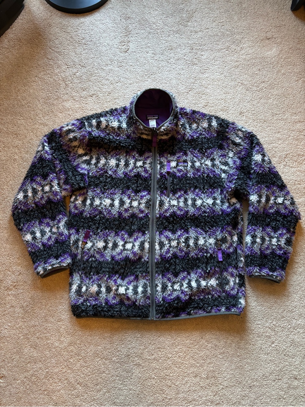 Patagonia Classic Retro-X Fleece Jacket Men's XL Aztec Purple Deep Pile 2013 Vtg